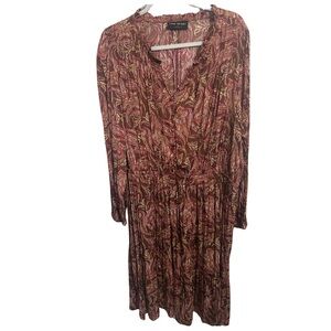 Lane Bryant Brown and Orange Ruffled Long Sleeve Sundress